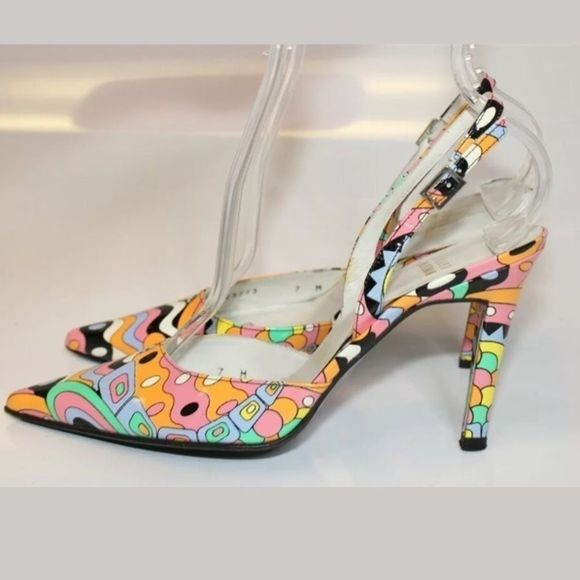 Stuart Weitzman Womens 7 M Patent Leather Slingbacks Spain Made Heels - Picture 7 of 11